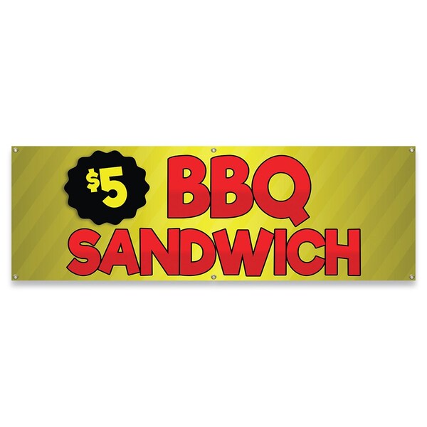 $5 BBQ Sandwich Banner Concession Stand Food Truck Single Sided